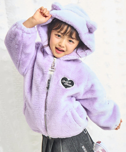 ワッペン ロゴ ネコ耳 フード ファー ブルゾン 【ジュニアお揃い】 426-3475