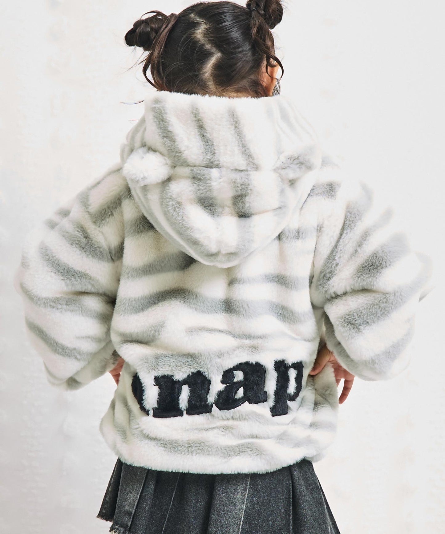 ワッペン ロゴ ネコ耳 フード ファー ブルゾン 【ジュニアお揃い】 426-3475