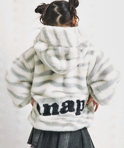 ワッペン ロゴ ネコ耳 フード ファー ブルゾン 【ジュニアお揃い】 426-3475