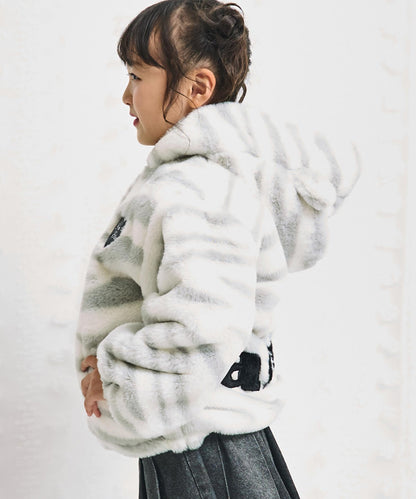 ワッペン ロゴ ネコ耳 フード ファー ブルゾン 【ジュニアお揃い】 426-3475