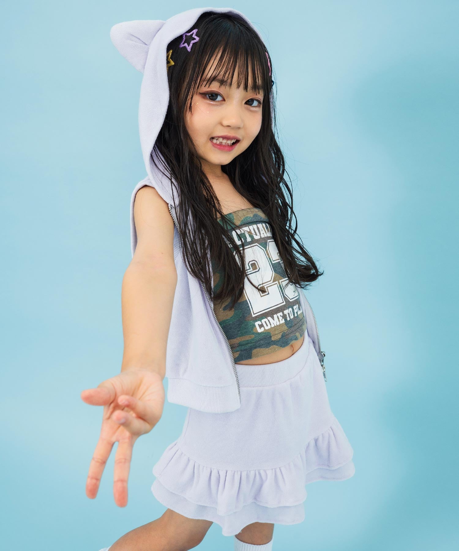 ラベンダー(110サイズ着用/身長：約106cm)