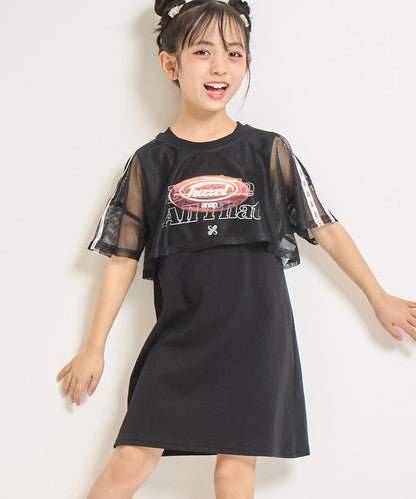 ショート メッシュ トップス × ノースリーブ ワンピース SET 428-3386