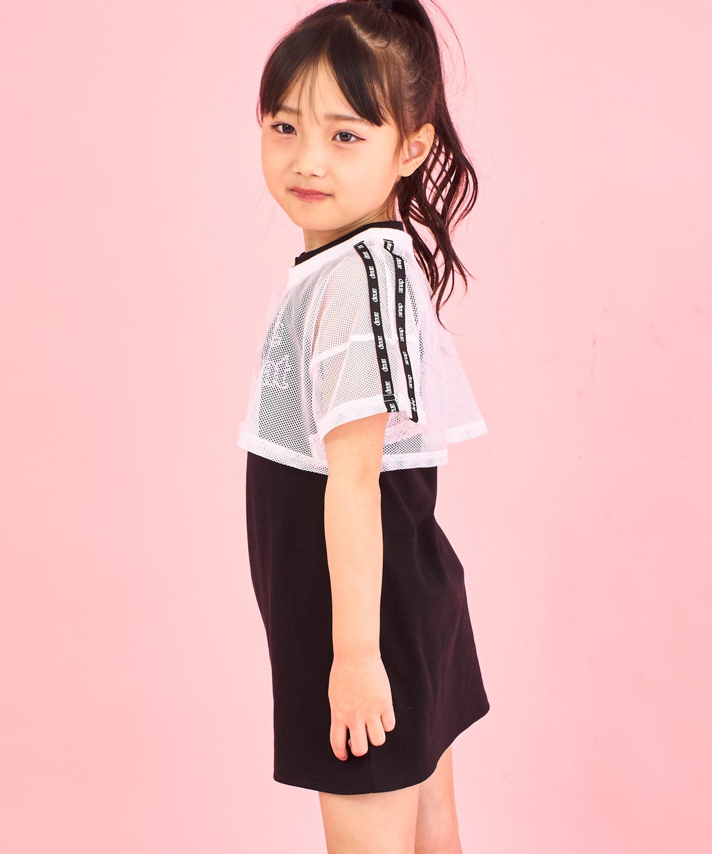 ショート メッシュ トップス × ノースリーブ ワンピース SET 428-3386
