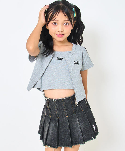 ダブルジップ トップス × キャミソール SET 428-3493