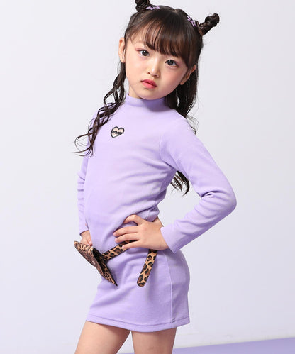 レオパード柄 ベルトポーチ付 テレコ リブ ワンピース 428-3504