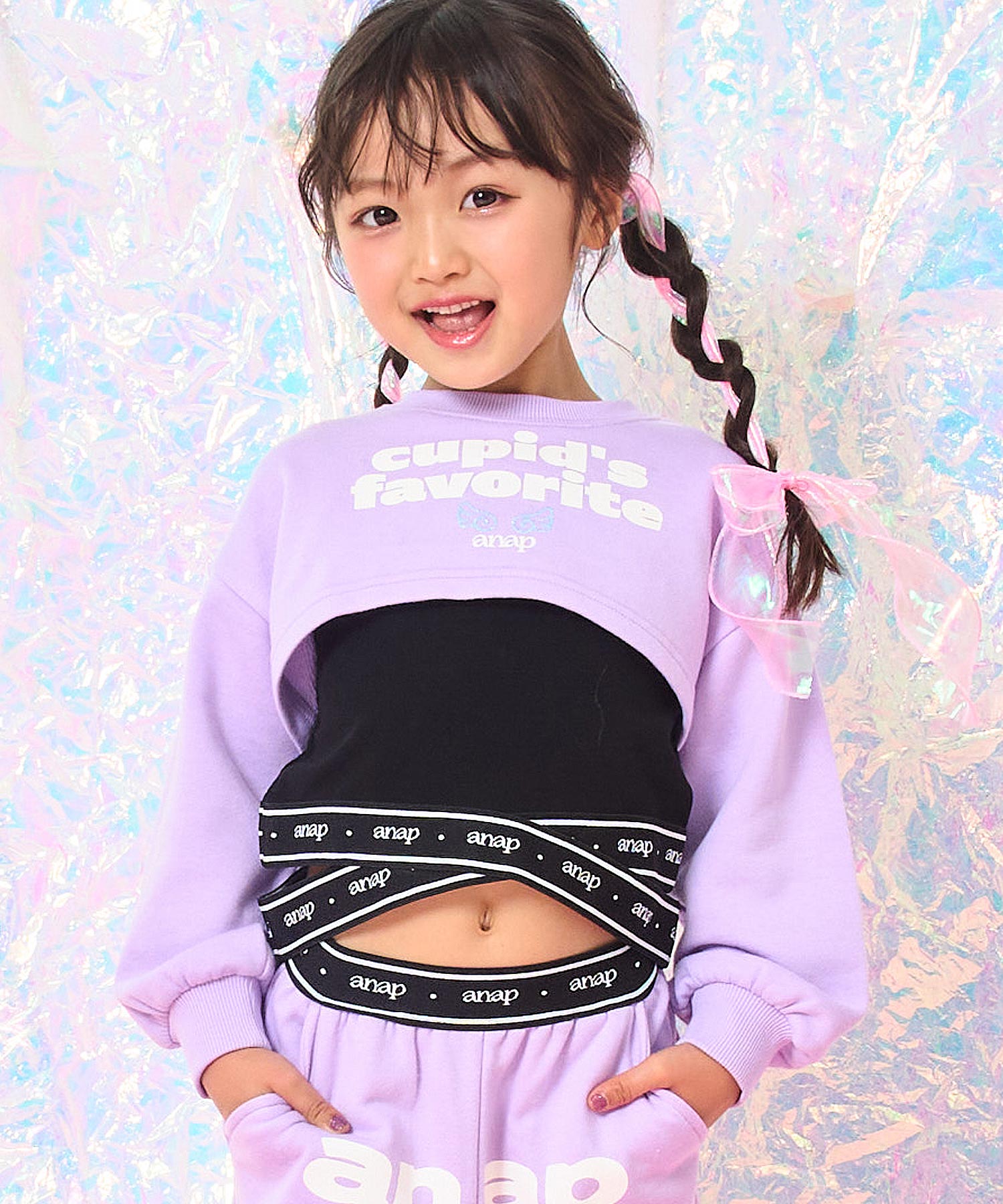 120 まとめ売り　ANAP KIDS ピンクハント　JENNI等 エンジェル ショート丈 トップス × クロス タンク セット【別売り