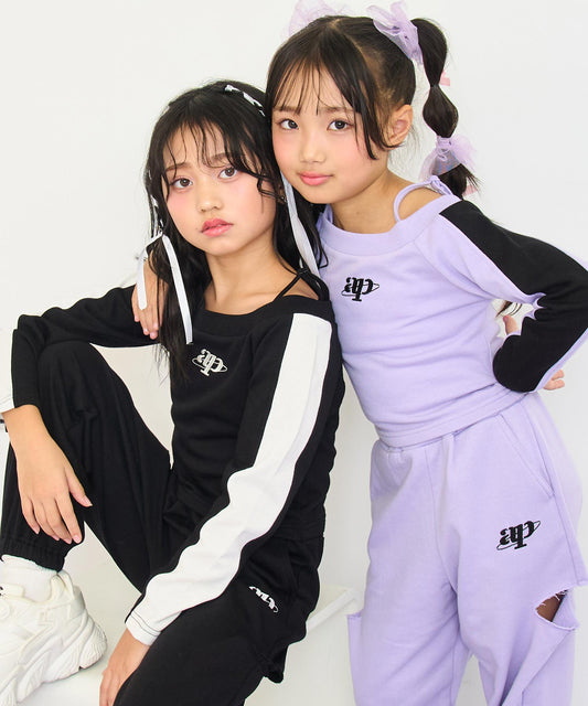 オフショル トップス ×サイドスリット パンツ スウェット SET 428-3543