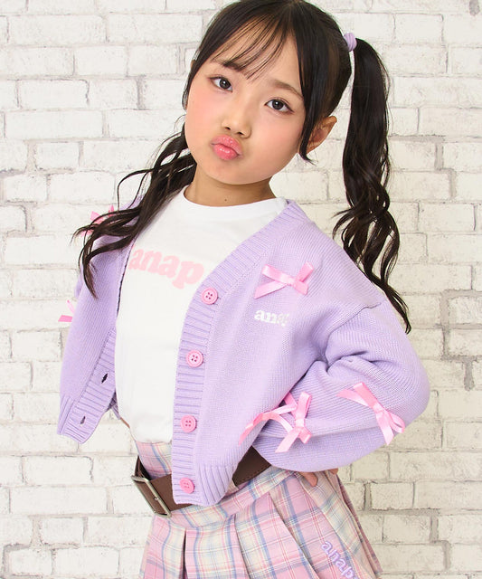 リボン付 ニットカーデ × ロンTセット  428-3548