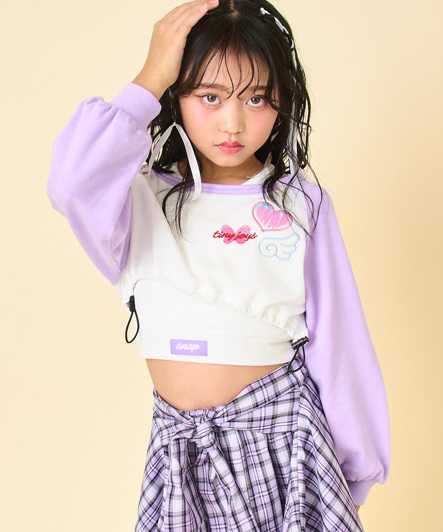 ラベンダー(120サイズ着用/身長：約128cm)