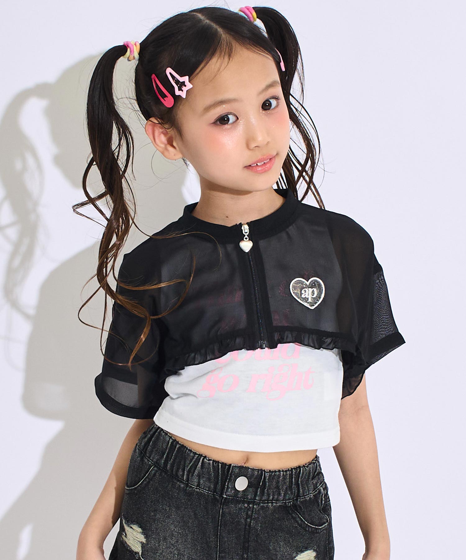 裾フリル シアー ショートジャケット × タンクセット 428-3602 – ANAP