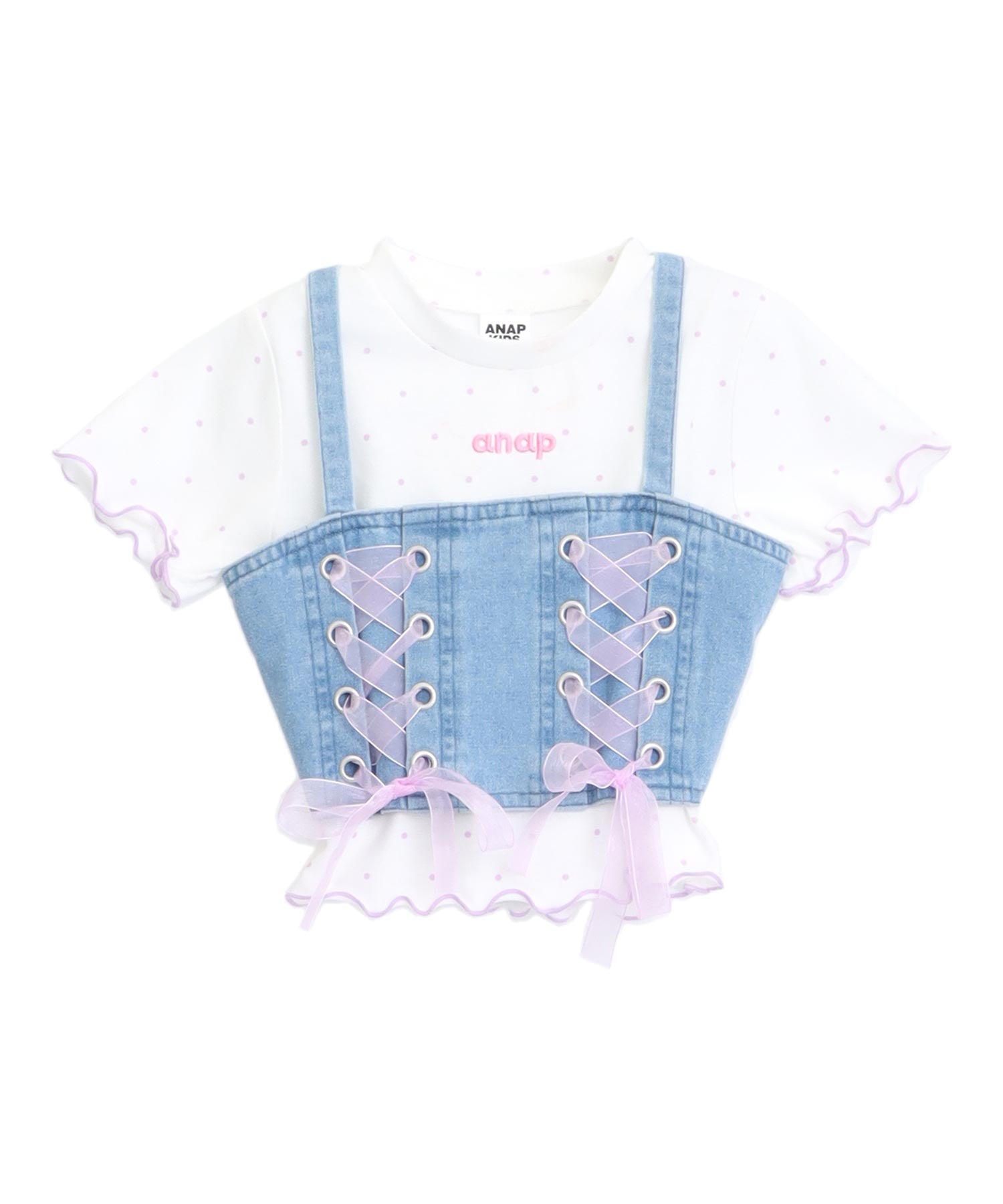 ダブルスピンドル ビスチェ × ドット柄Tシャツ セット 428-3616 – ANAP