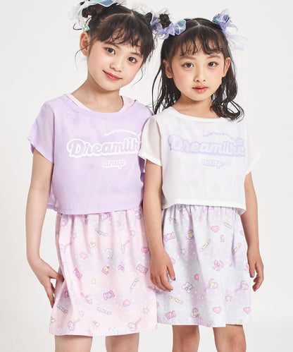 ラベンダー(120サイズ着用/身長：約123cm)
ホワイト(110サイズ着用/身長：約109cm)