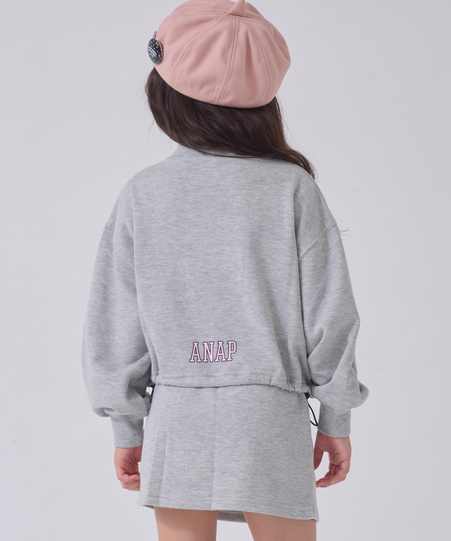 ハーフジップトップス × スカート スウェットセットアップ 428-3680