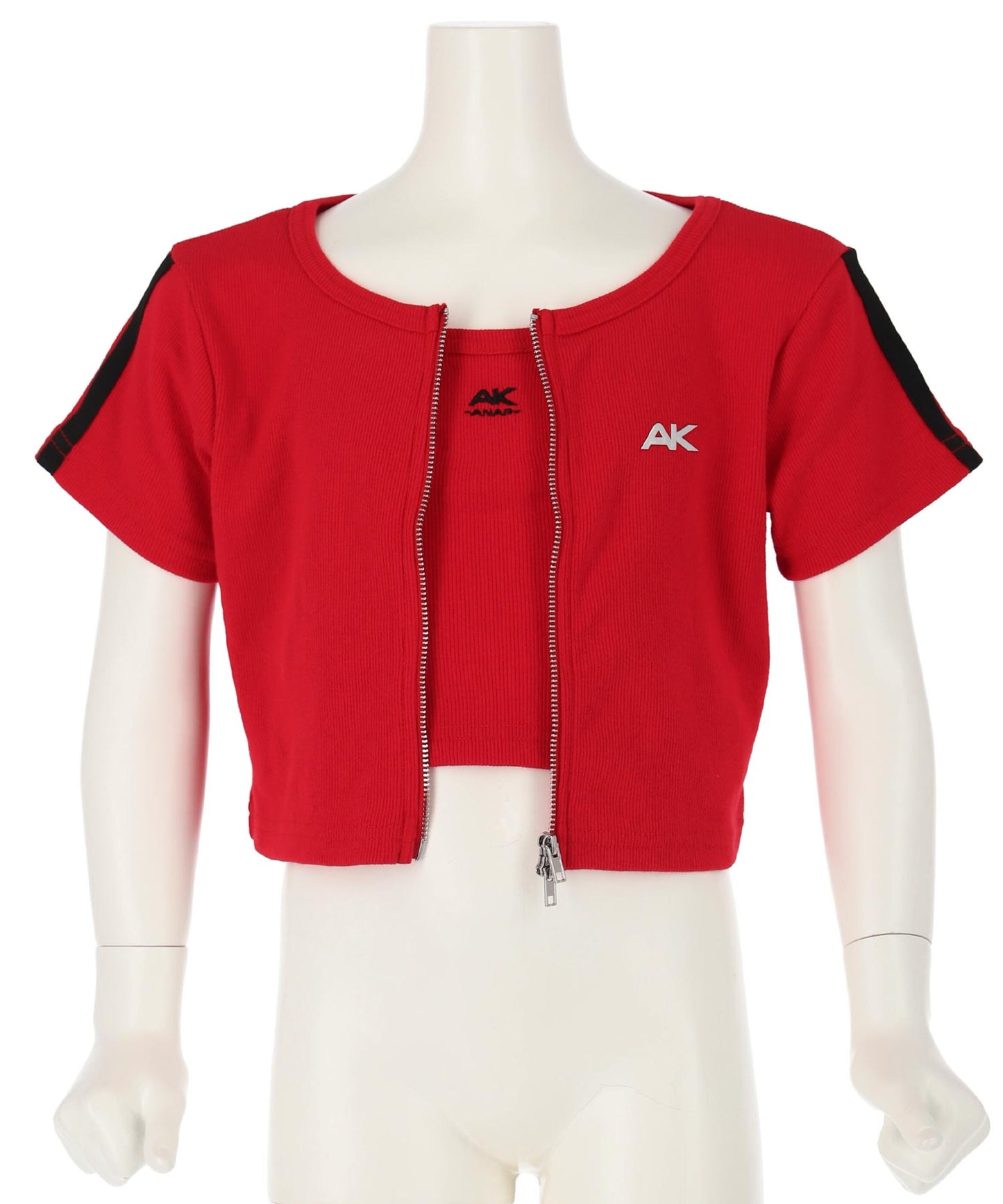 ライン入り ダブルジップ カーデ × キャミソール SET【ジュニアお揃い】 428-3998