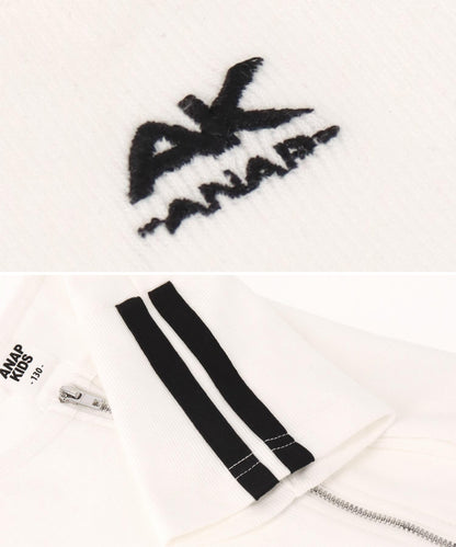 ライン入り ダブルジップ カーデ × キャミソール SET【ジュニアお揃い】 428-3998