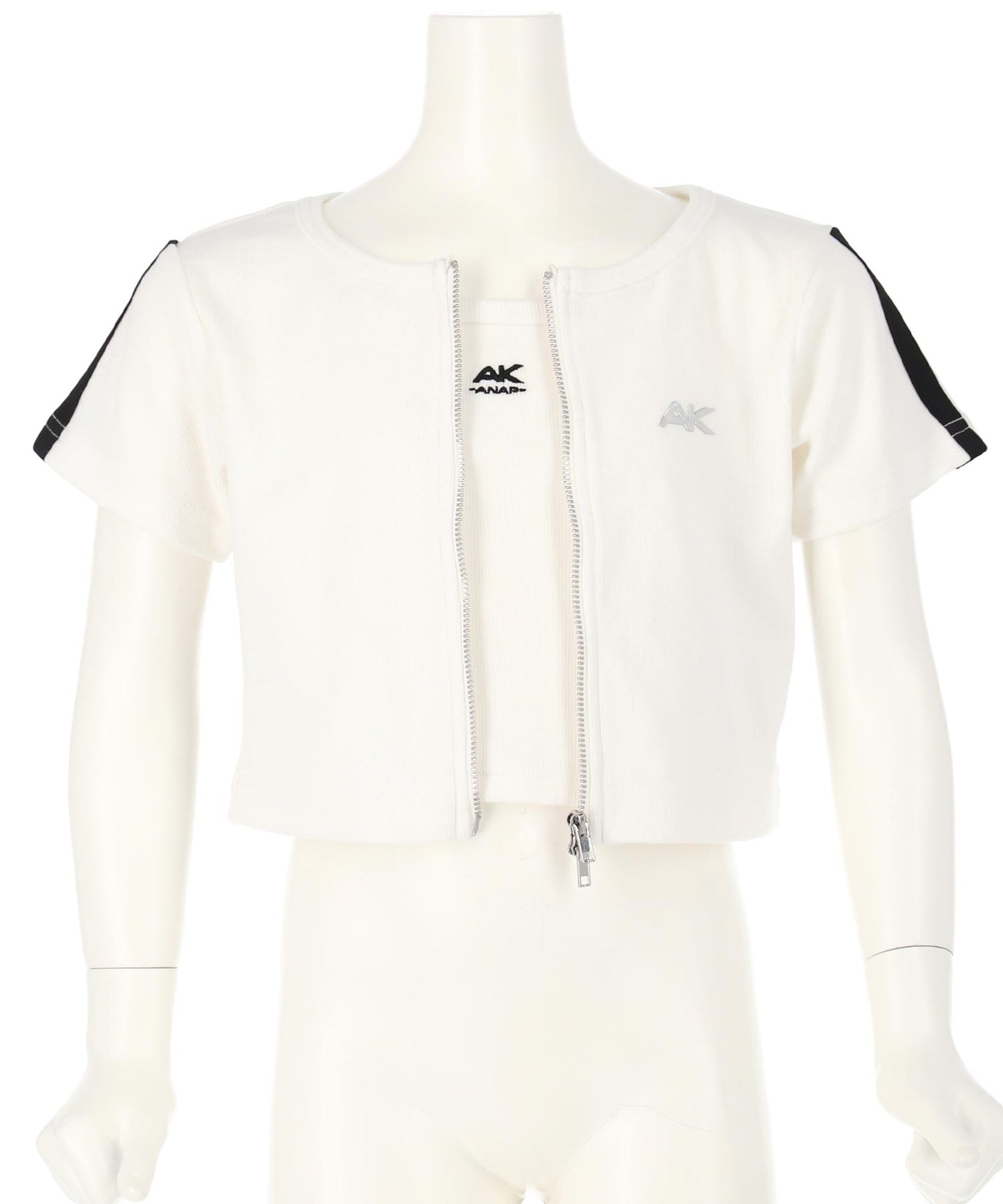 ライン入り ダブルジップ カーデ × キャミソール SET【ジュニアお揃い】 428-3998