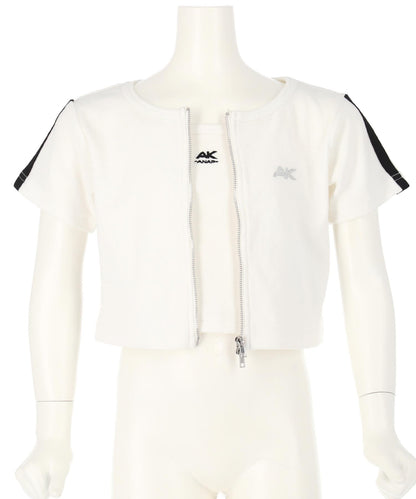 ライン入り ダブルジップ カーデ × キャミソール SET【ジュニアお揃い】 428-3998