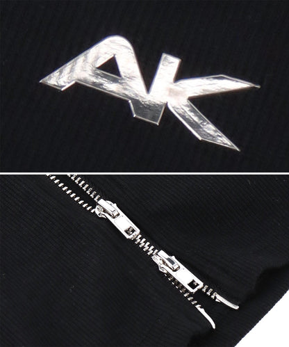 ライン入り ダブルジップ カーデ × キャミソール SET【ジュニアお揃い】 428-3998