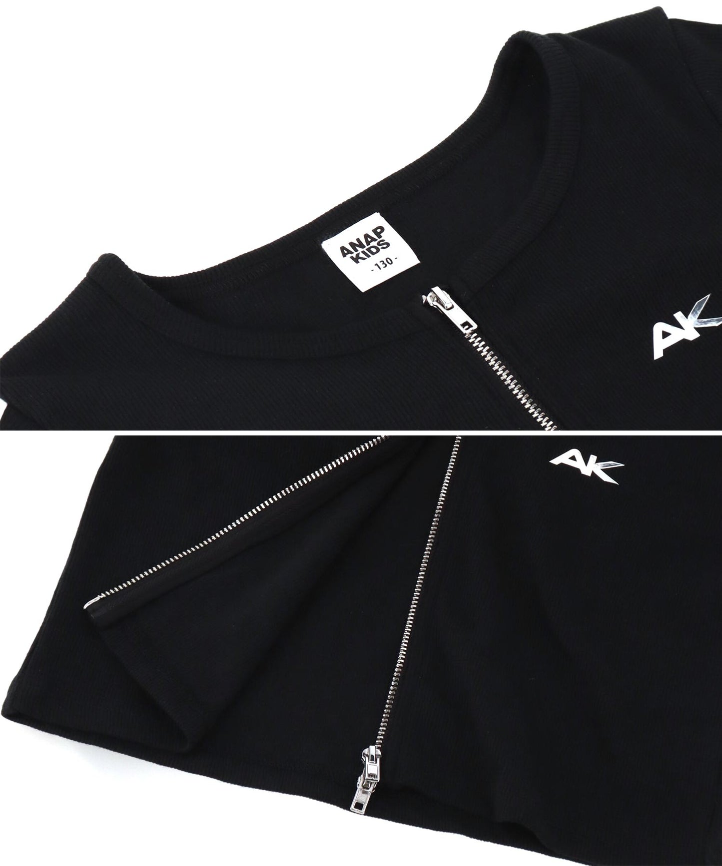 ライン入り ダブルジップ カーデ × キャミソール SET【ジュニアお揃い】 428-3998