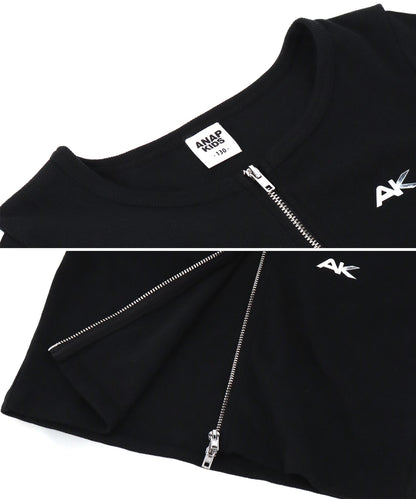 ライン入り ダブルジップ カーデ × キャミソール SET【ジュニアお揃い】 428-3998