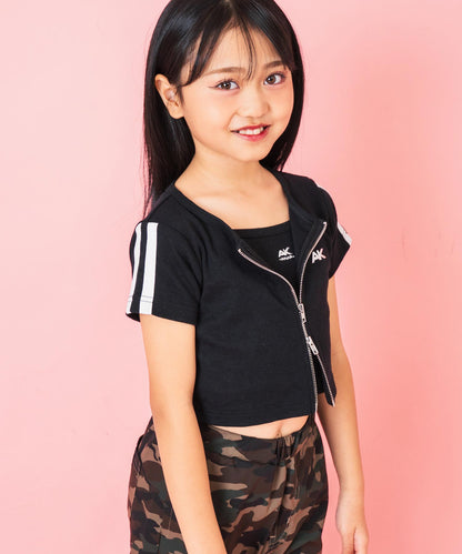 ライン入り ダブルジップ カーデ × キャミソール SET【ジュニアお揃い】 428-3998