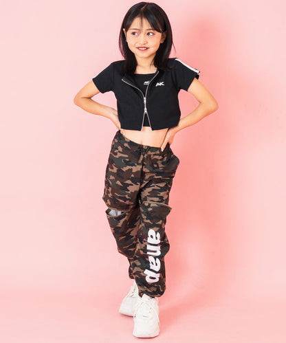 ライン入り ダブルジップ カーデ × キャミソール SET【ジュニアお揃い】 428-3998