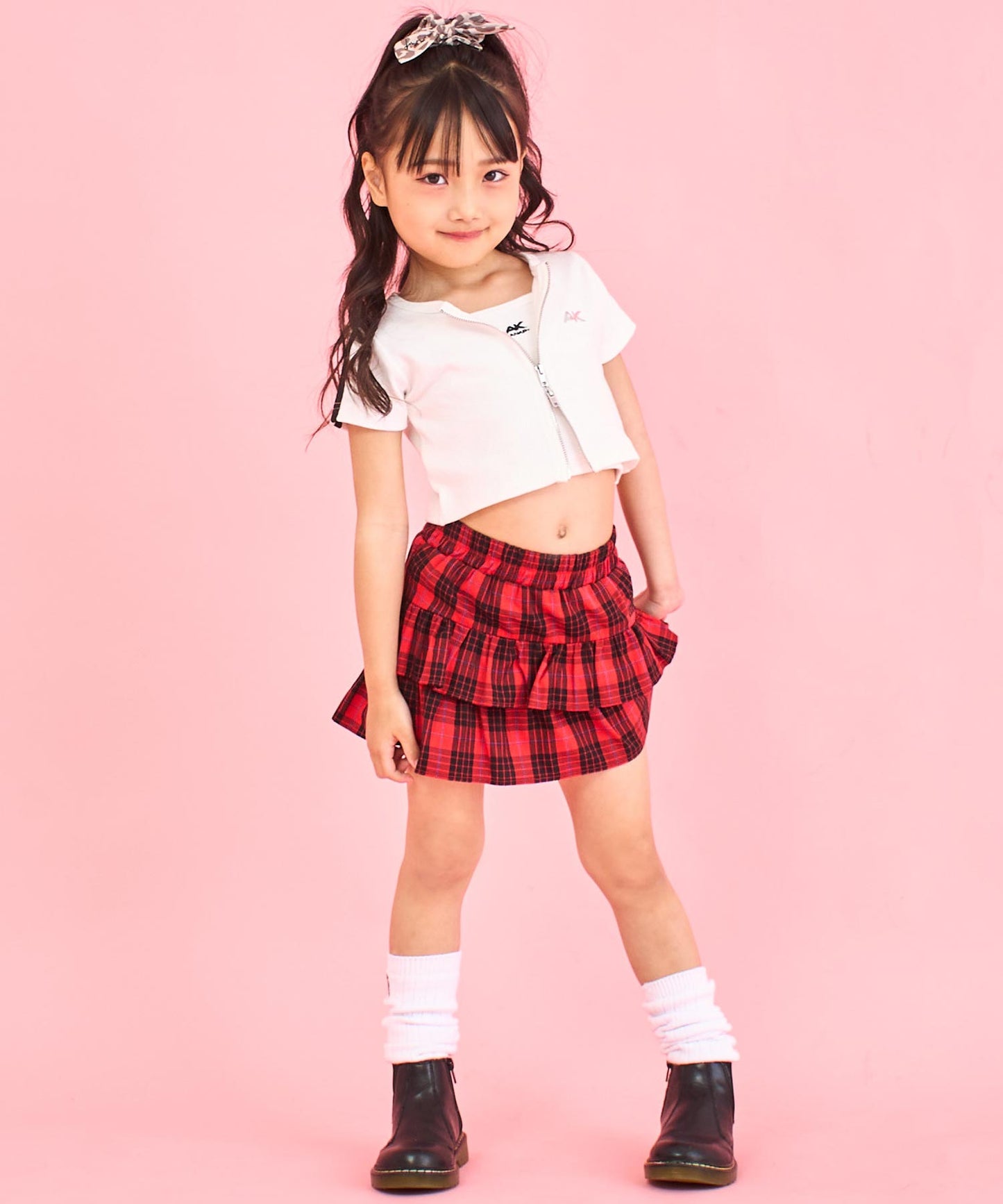 ライン入り ダブルジップ カーデ × キャミソール SET【ジュニアお揃い】 428-3998