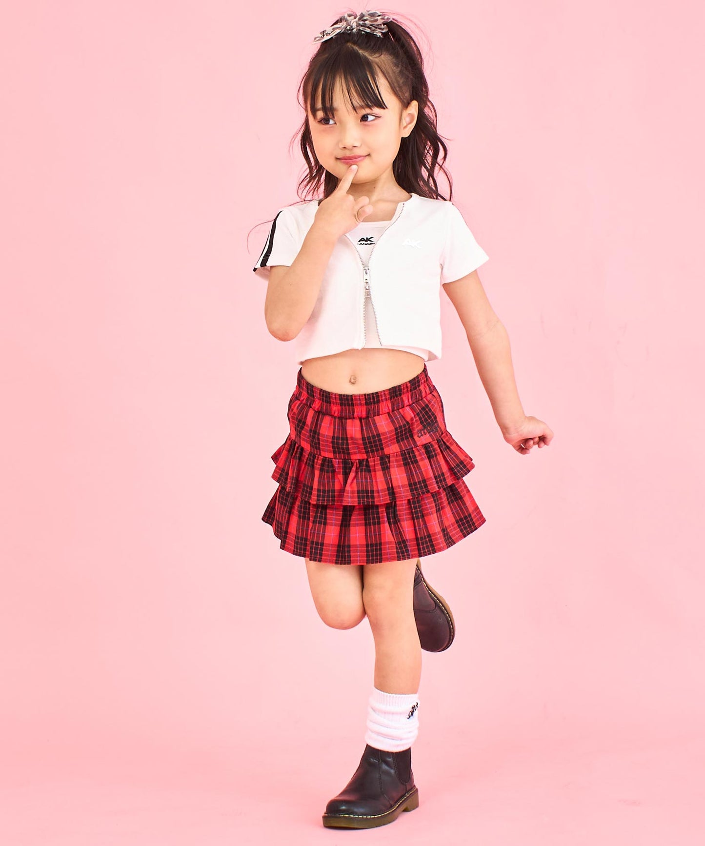 ライン入り ダブルジップ カーデ × キャミソール SET【ジュニアお揃い】 428-3998