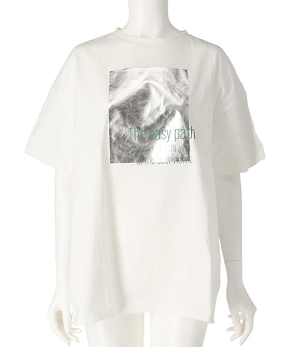 メタリック 箔 プリン ト × カラー ロゴ オーバーサイズ Tシャツ 363-9621