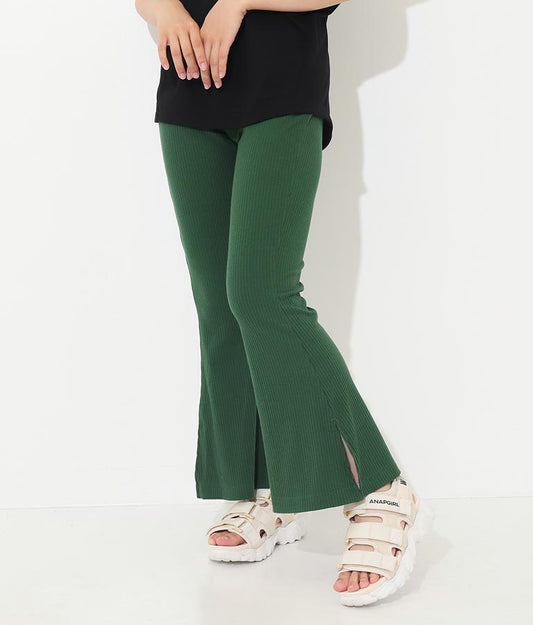 刺繍 リブ フレア パンツ 912-6907