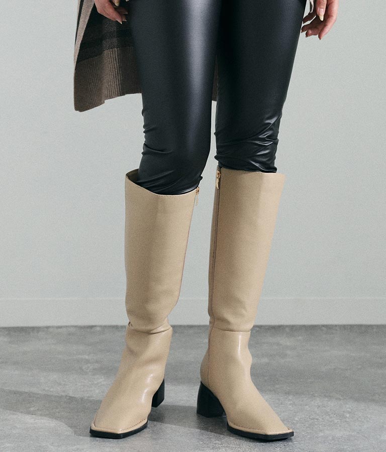 スクエアートゥ ロングブーツ 369-8485