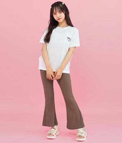 刺繍 リブ フレア パンツ 912-6907