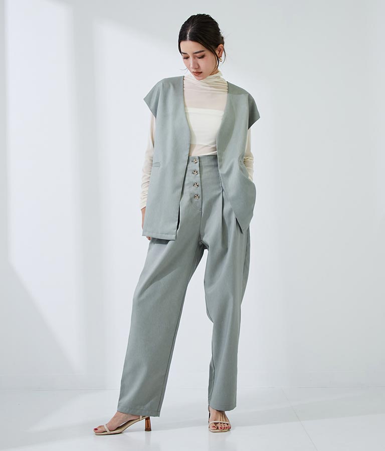 カラーレスショート丈ジレ 364-8696