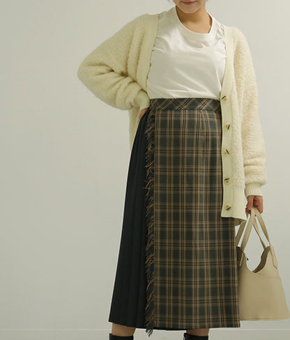 【低身長向けサイズ】チェック プリーツ巻き スカート 83847