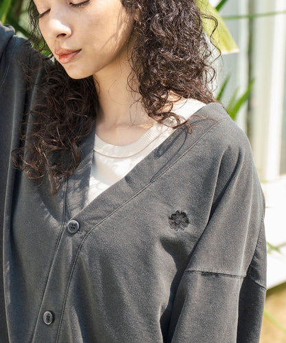ピグメント加工 フラワー刺繍 オーバーサイズ カーディガン 854-5981