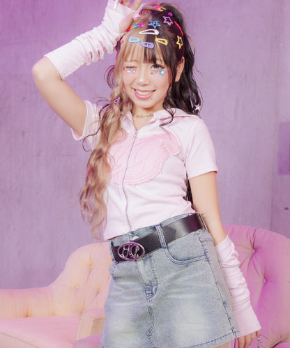 ダブルジップ ハトメ パーカー アームウオーマー付 918-7901