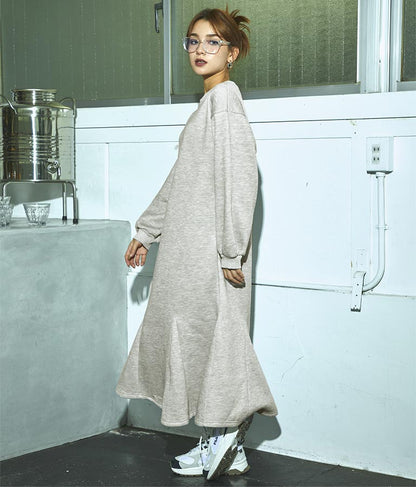 裏起毛スウェットフレアワンピース 157-5316