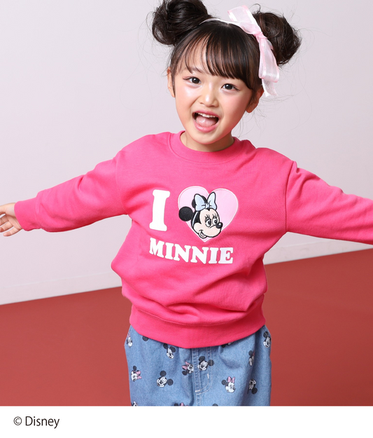 【Disney】＜Mickey＆Minnie＞ ANAP KIDS I♥デザイン オーバーサイズ スウェット プルオーバー【親子お揃い】 423-3439