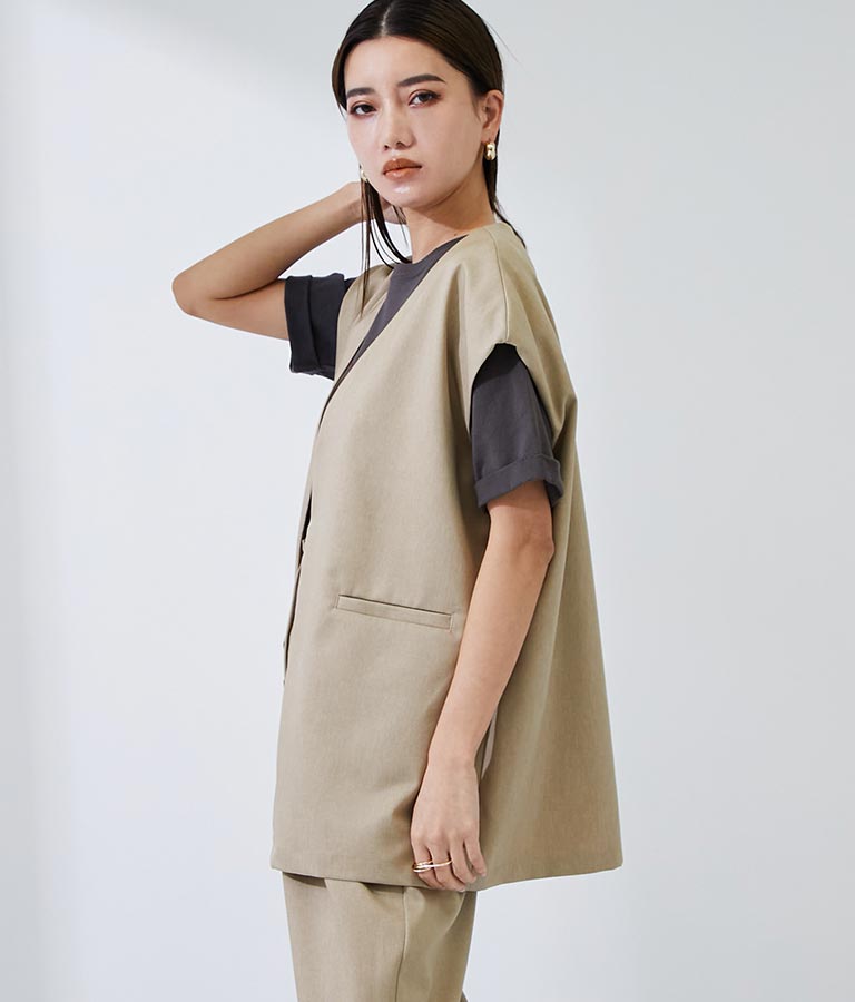 カラーレスショート丈ジレ 364-8696