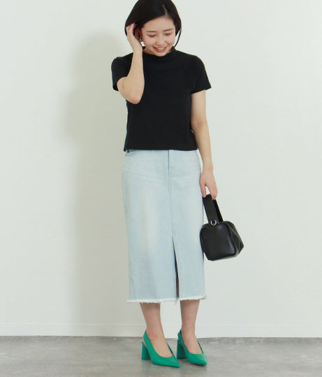 【低身長向けサイズ】ミモレ丈 タイト デニム スカート 83863