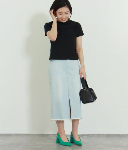 【低身長向けサイズ】ミモレ丈 タイト デニム スカート 83863