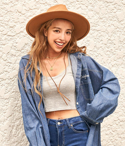 ツバ広 中折紐付 ハット 819-6554