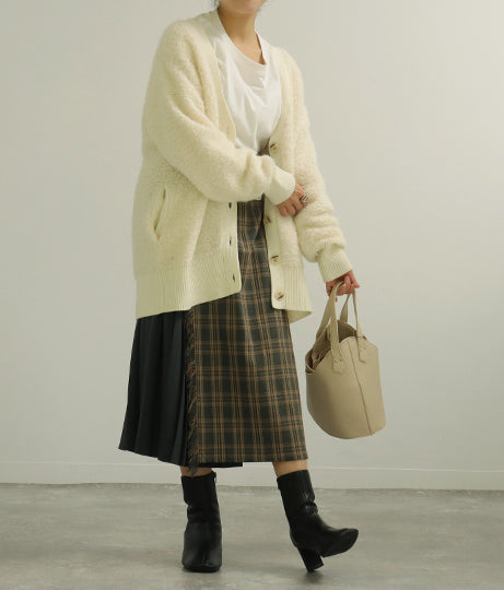 【低身長向けサイズ】チェック プリーツ巻き スカート 83847