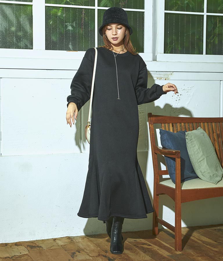 裏起毛スウェットフレアワンピース 157-5316