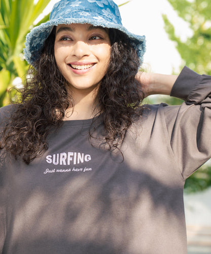 パームツリー サーフプリント ビッグ ロングスリーブ Tシャツ 853-5949
