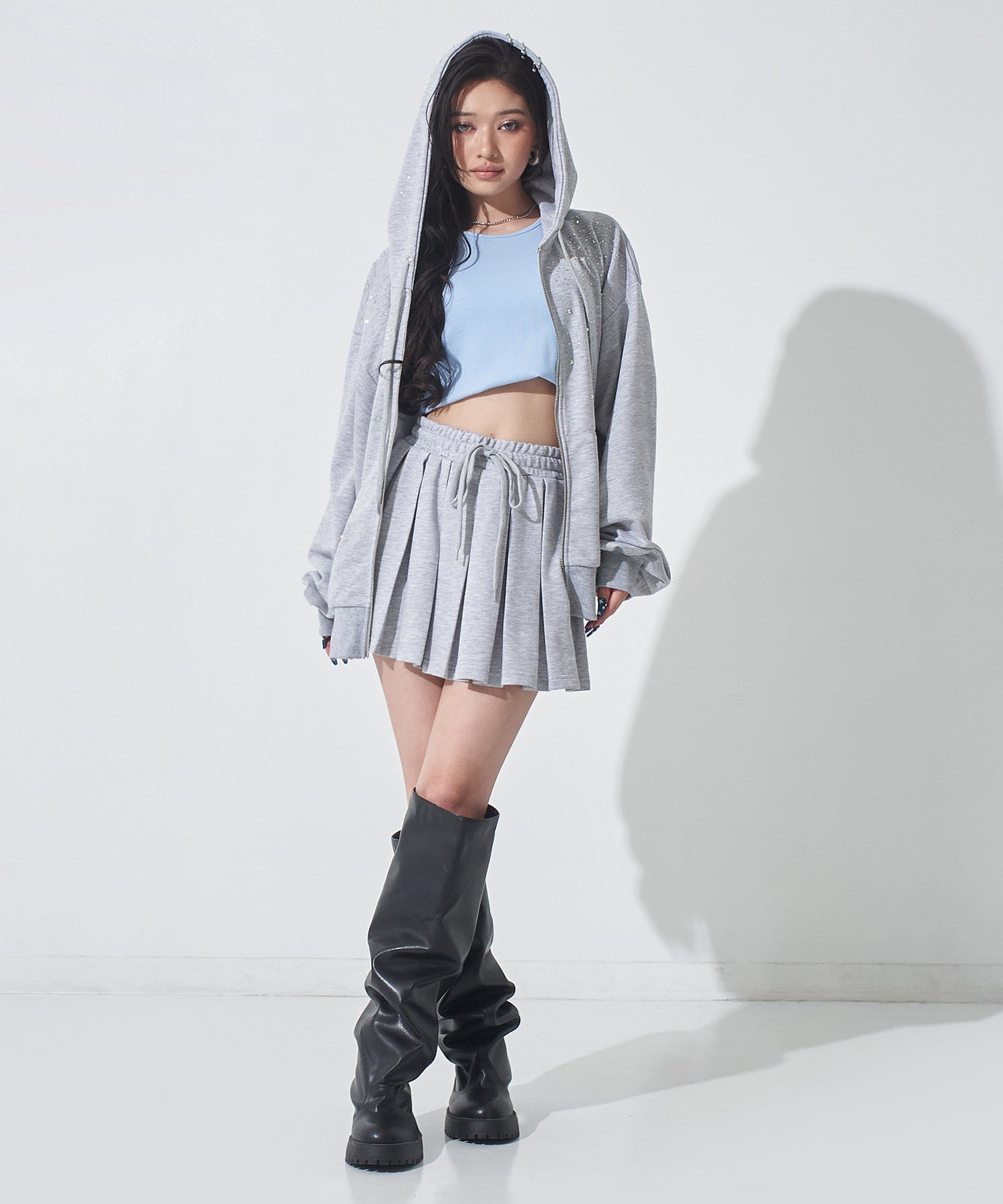 anier ROBE グレー クロップトップとスカートセット M eggモデル♥あいさコラボ タックスカート 791-9506 – ANAP オンライン