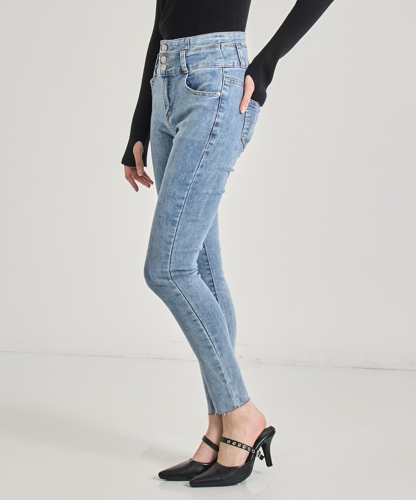 ハイウエスト ストレッチ デニム スキニー パンツ 792-7857