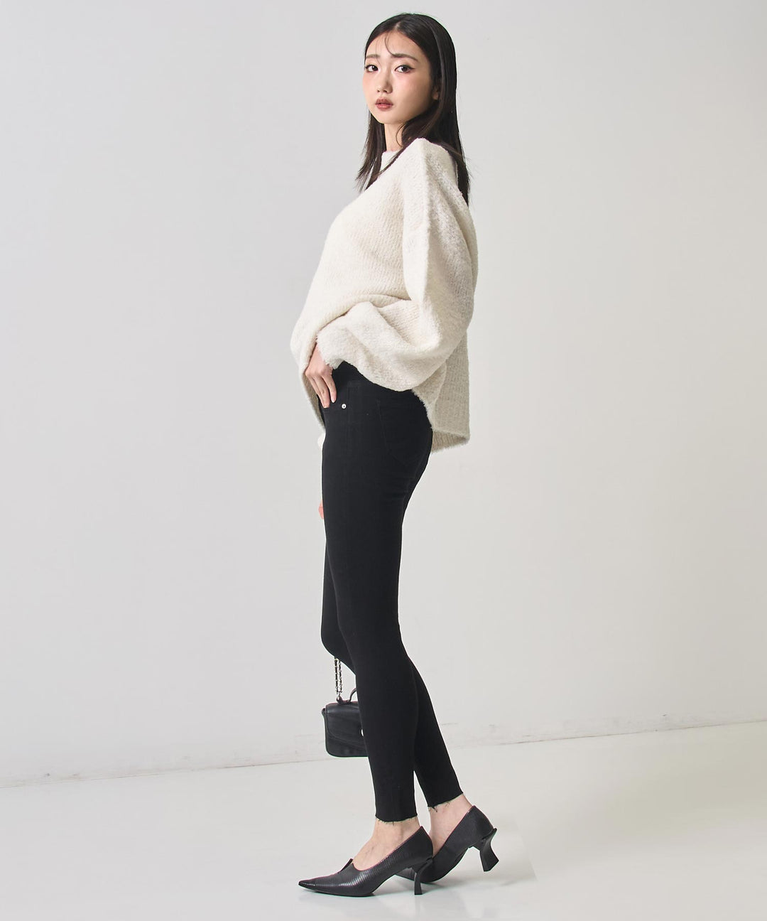 ハイウエスト ストレッチ デニム スキニー パンツ 792-7857