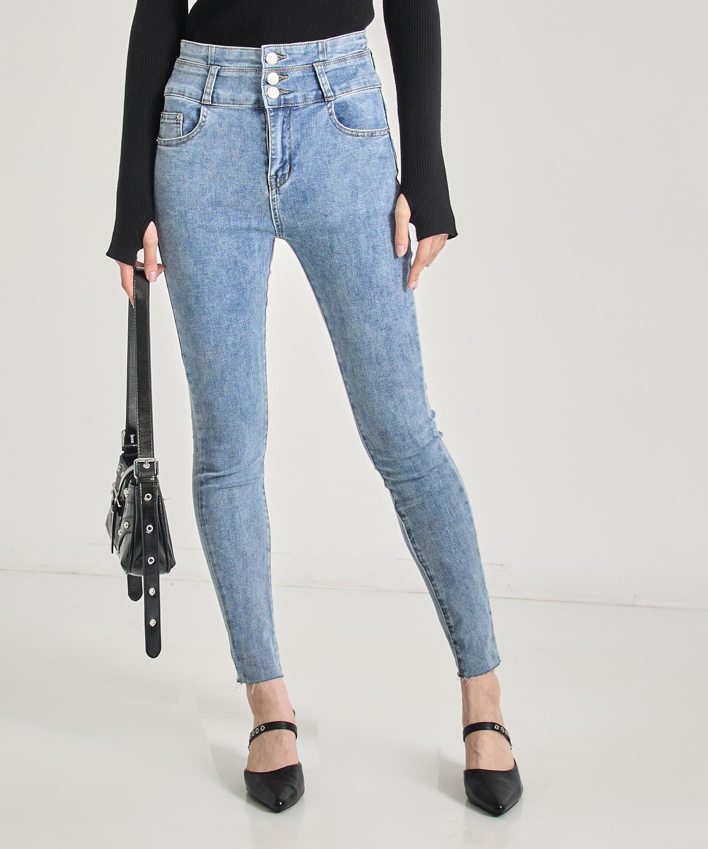 ハイウエスト ストレッチ デニム スキニー パンツ 792-7857