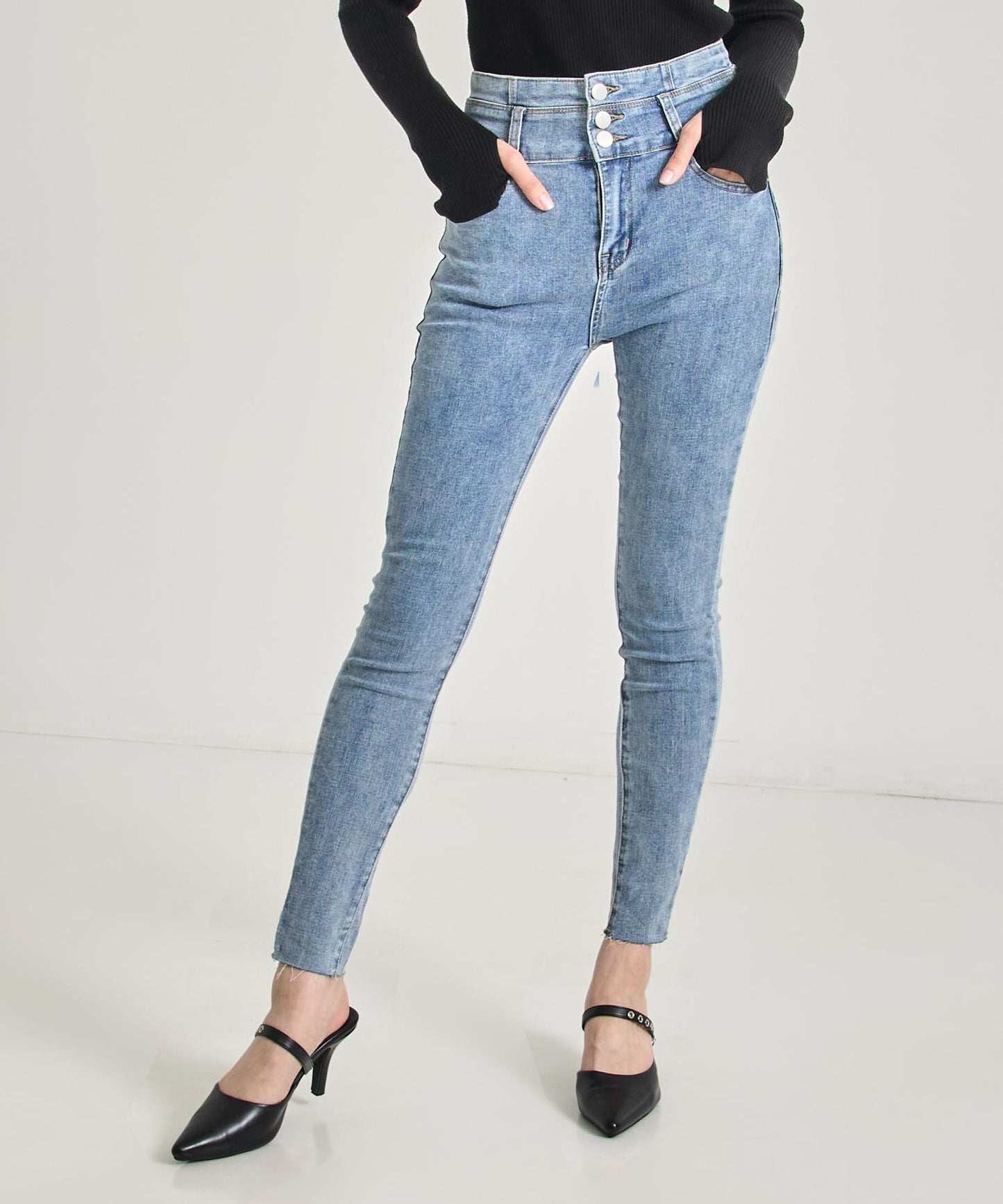 ハイウエスト ストレッチ デニム スキニー パンツ 792-7857